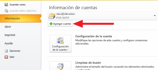 Outlook 2010 cuenta de correo POP3 SMTP - WebHostal